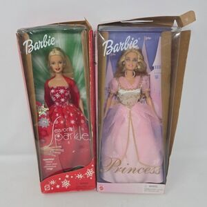 Barbie Season Sparkle 55198 & Princess Barbie 23474 Mattel Vintage damaged box